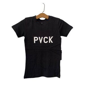 PVCK Short Sleeve Graphic T Shirt Youth Boys Small Solid Black Cotton Basic NEW